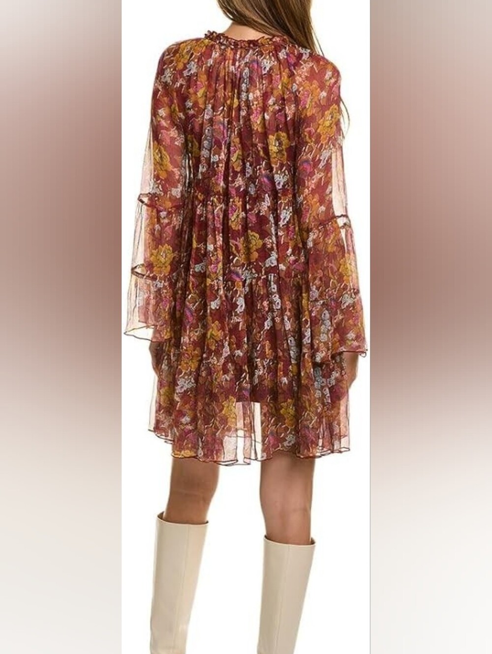 Johnny Was Daisy Floral Mini Dress in Burgundy, Mustard & Pink Size S - Picture 5 of 10